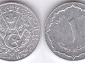 Algerian Dinar - 1 Centime - Algeria - 1964 - Aluminum - KM# 94 - 11,5 mm - Obv: Small arms within wreath. Rev: Value at center of scalloped circle. - 0